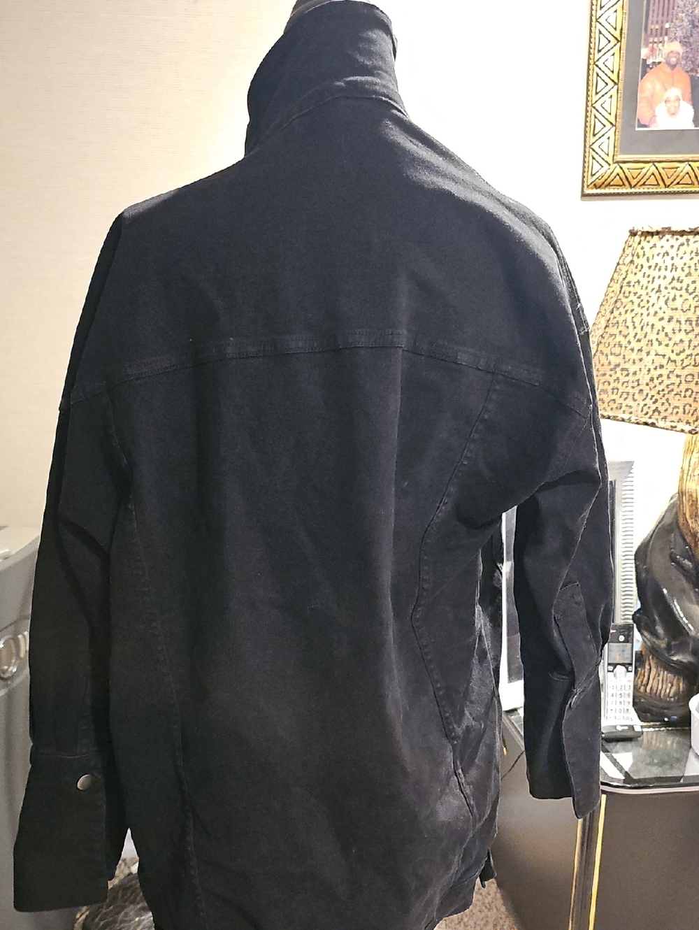 Fashion Nova Cassie Denim Black Long Button Jacket.. Size Small..free Shippg - Picture 2 of 7